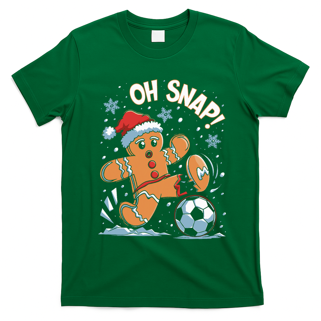Oh Snap Gingerbreadman Christmas Soccer T-Shirt - Irish Green