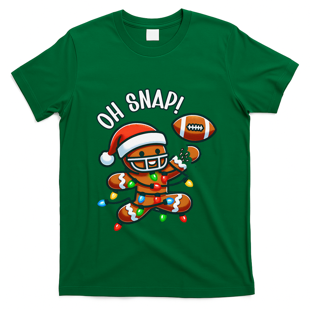 Oh Snap Gingerbreadman Christmas Football T-Shirt - Irish Green