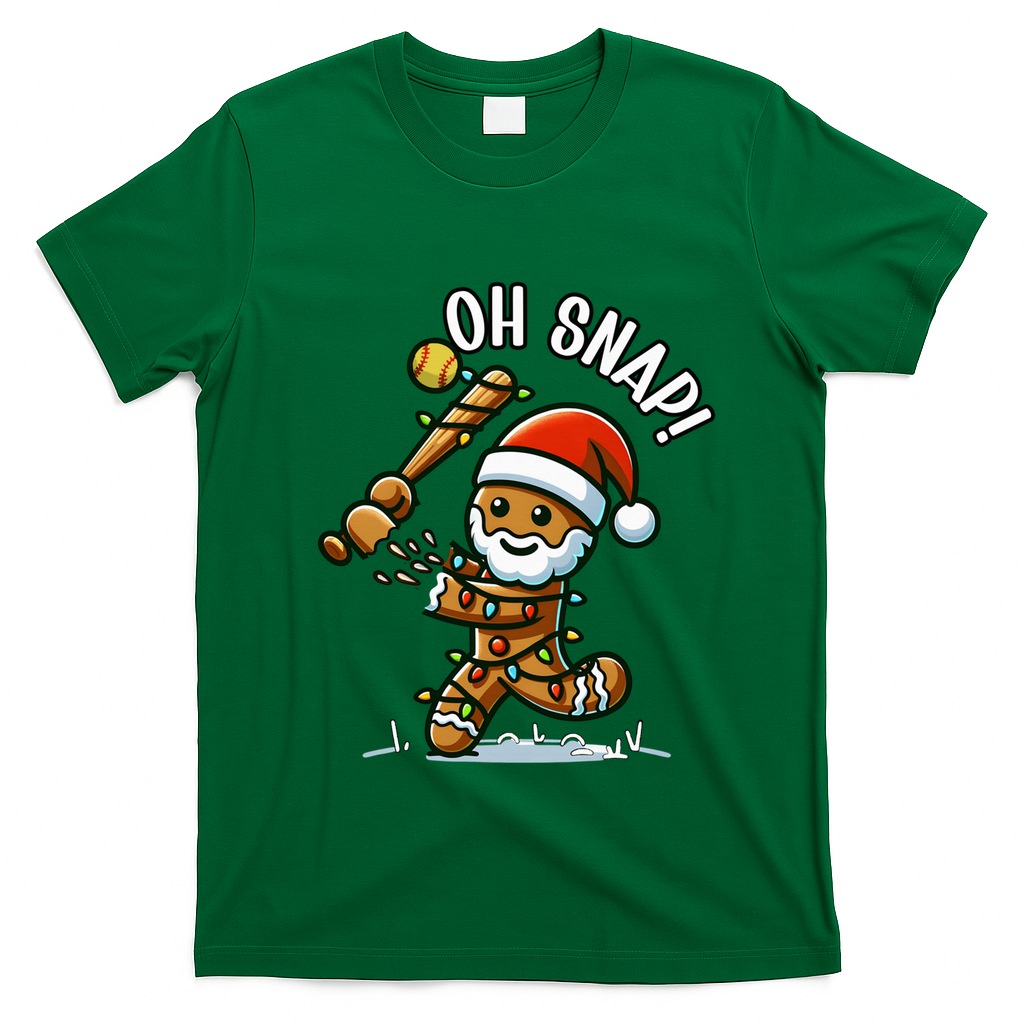 Oh Snap Gingerbreadman Christmas Softball T-Shirt - Irish Green