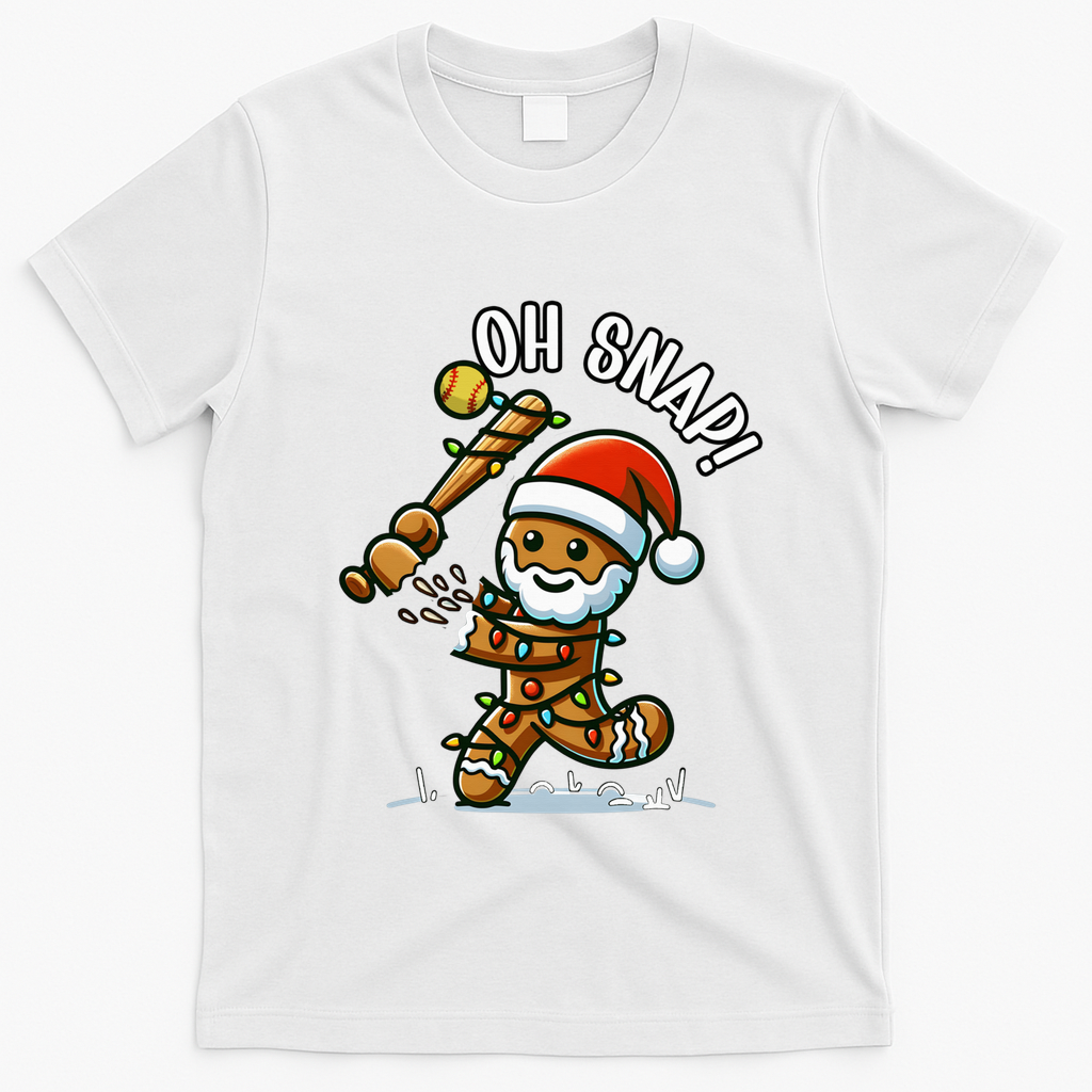 Oh Snap Gingerbreadman Christmas Softball T-Shirt - White