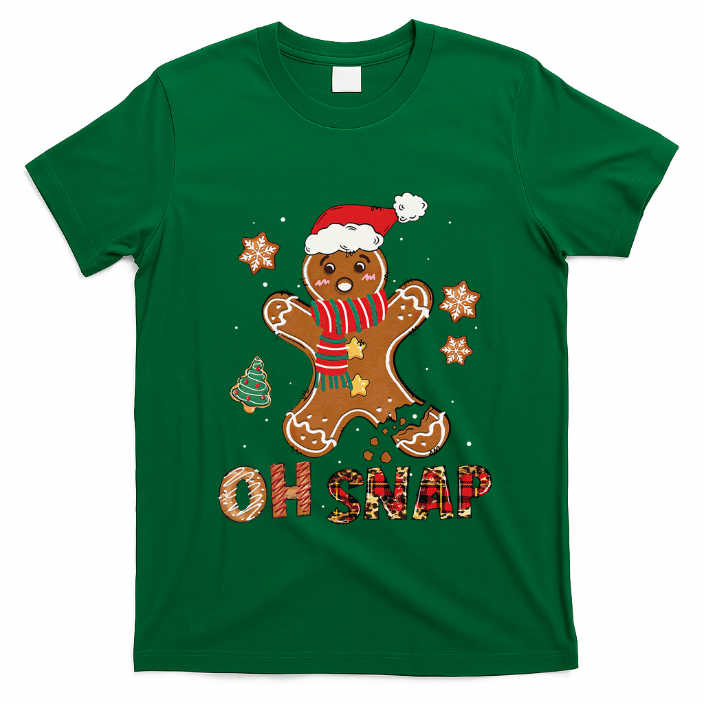 Oh Snap Gingerbread Man Funny Christmas Xmas T-Shirt - Irish Green