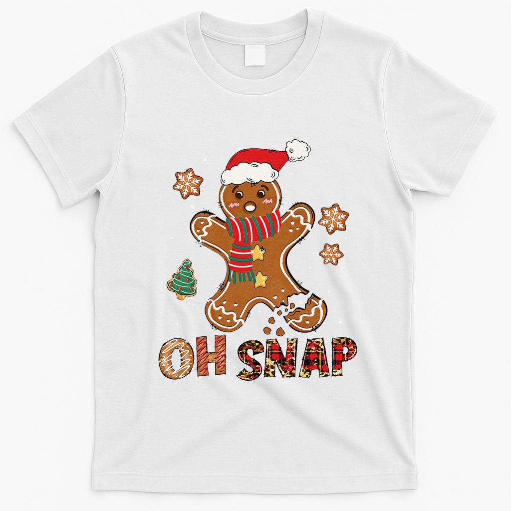Oh Snap Gingerbread Man Funny Christmas Xmas T-Shirt - White
