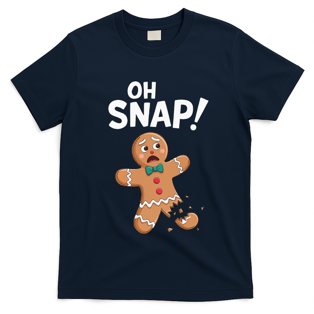 Oh Snap Gingerbread Man T-Shirt - Navy Blue