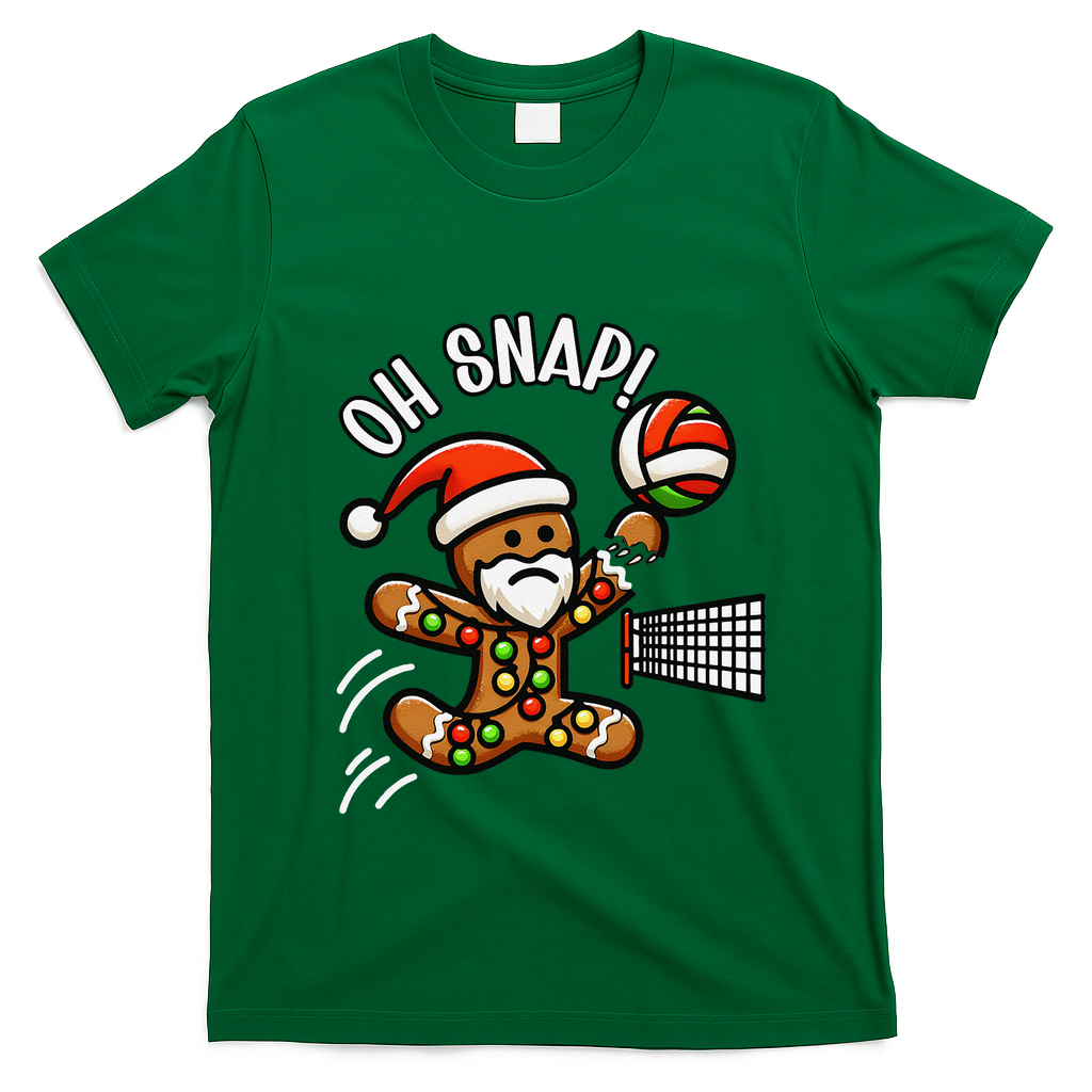 Oh Snap Gingerbreadman Christmas Volleyball T-Shirt - Irish Green
