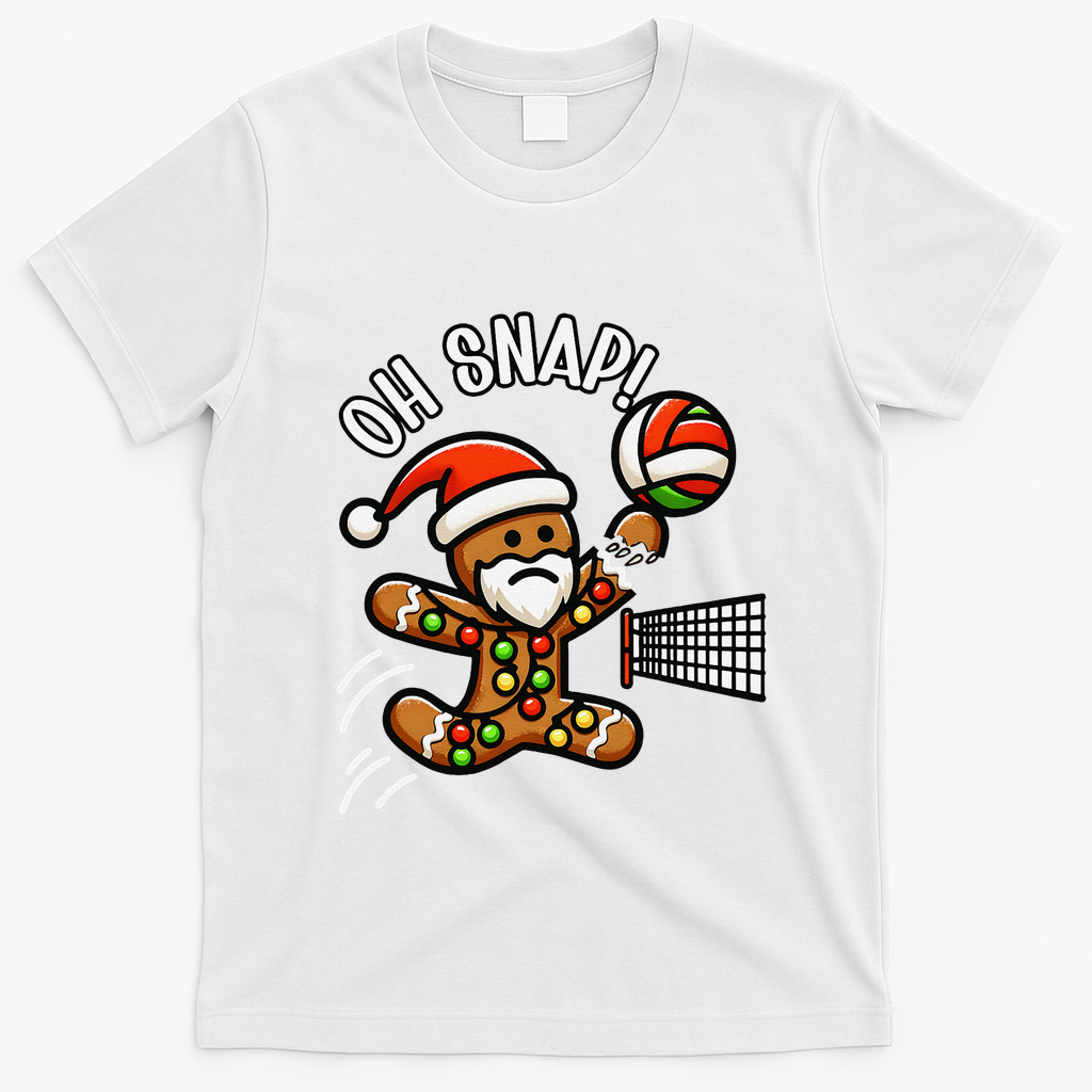 Oh Snap Gingerbreadman Christmas Volleyball T-Shirt - White