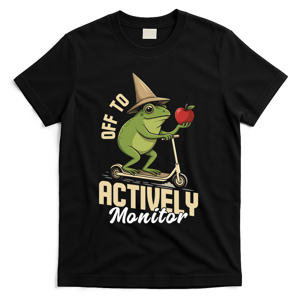 Off To Actively Monitor Frog Teacher Test Day T-Shirt - Black