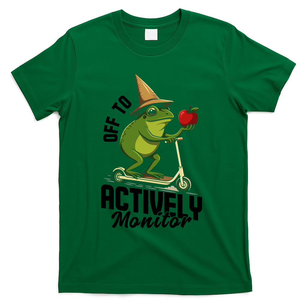 Off To Actively Monitor Frog Teacher Test Day T-Shirt - Green