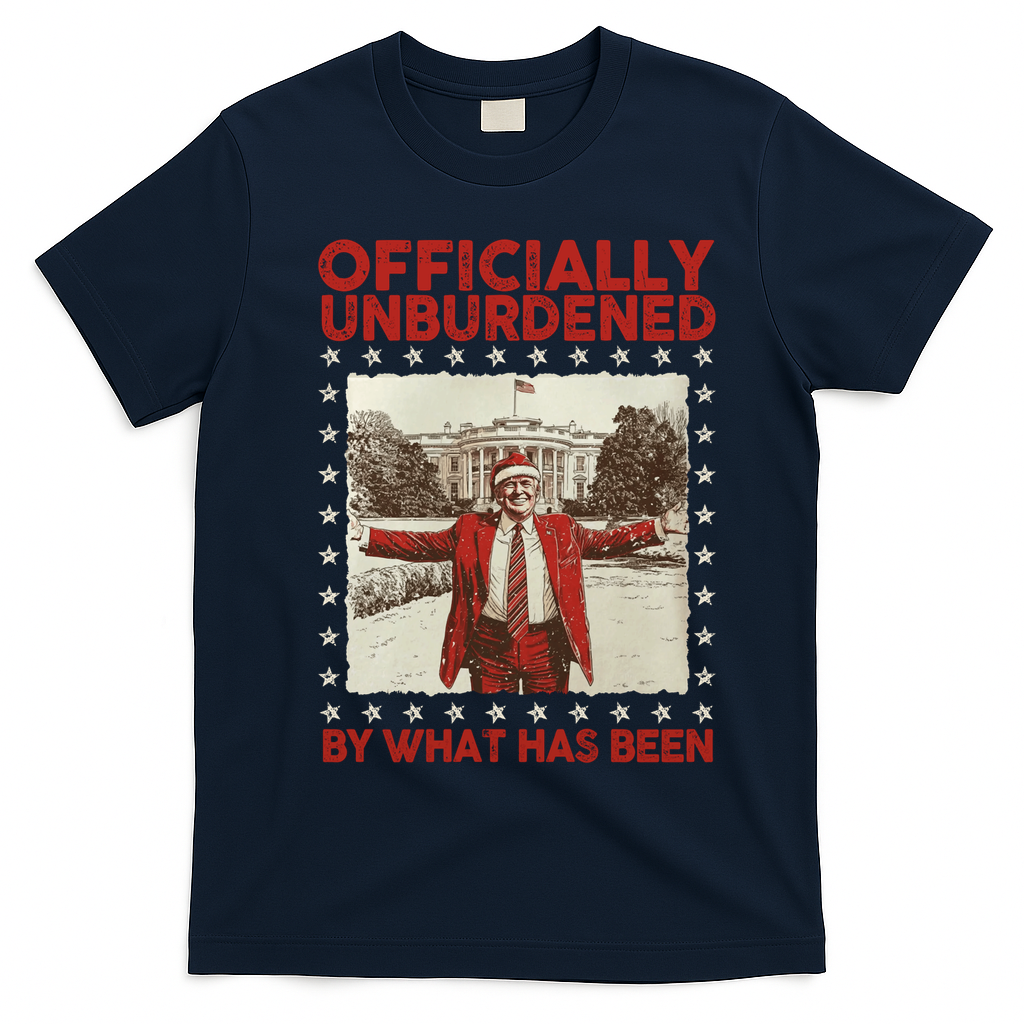 Officially Unburdened By What Has Been Trump Victory Xmas T-Shirt - Navy Blue