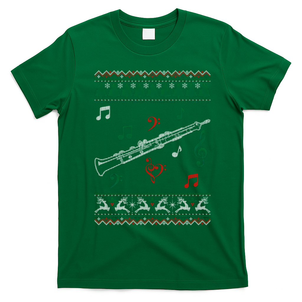 Oboe Ugly Christmas Sweater T-Shirt - Irish Green
