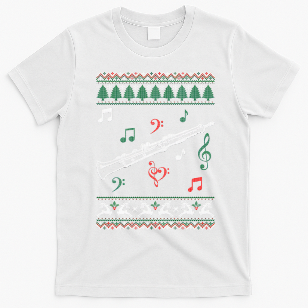 Oboe Ugly Christmas Sweater T-Shirt - White