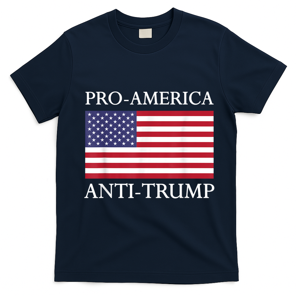 Pro America Anti Trump American Usa Flag Resist T-Shirt - Navy Blue