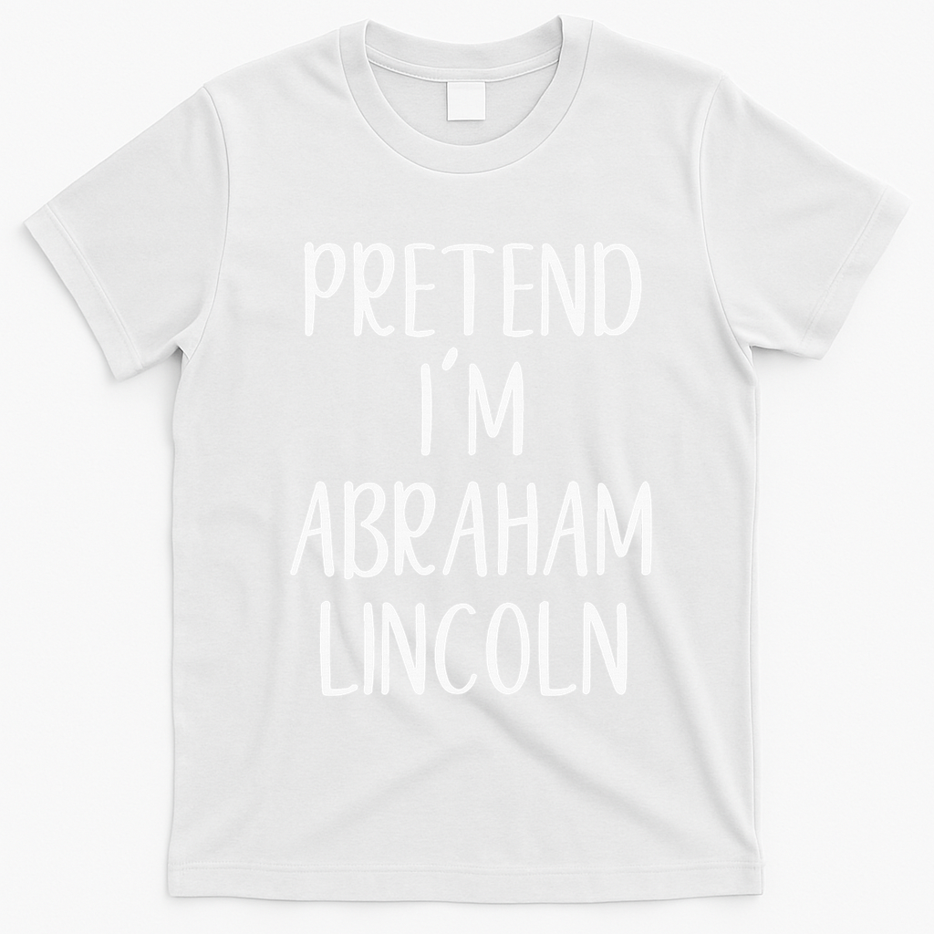 Pretend Abraham Abe Lincoln Costume Halloween Simple Funny T-Shirt - White