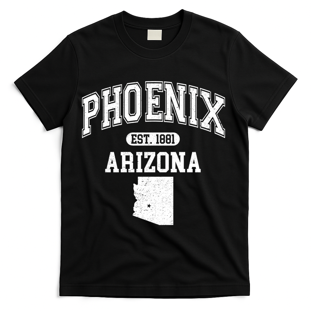 Phoenix Arizona Est 1881 Varsity T-Shirt - Black