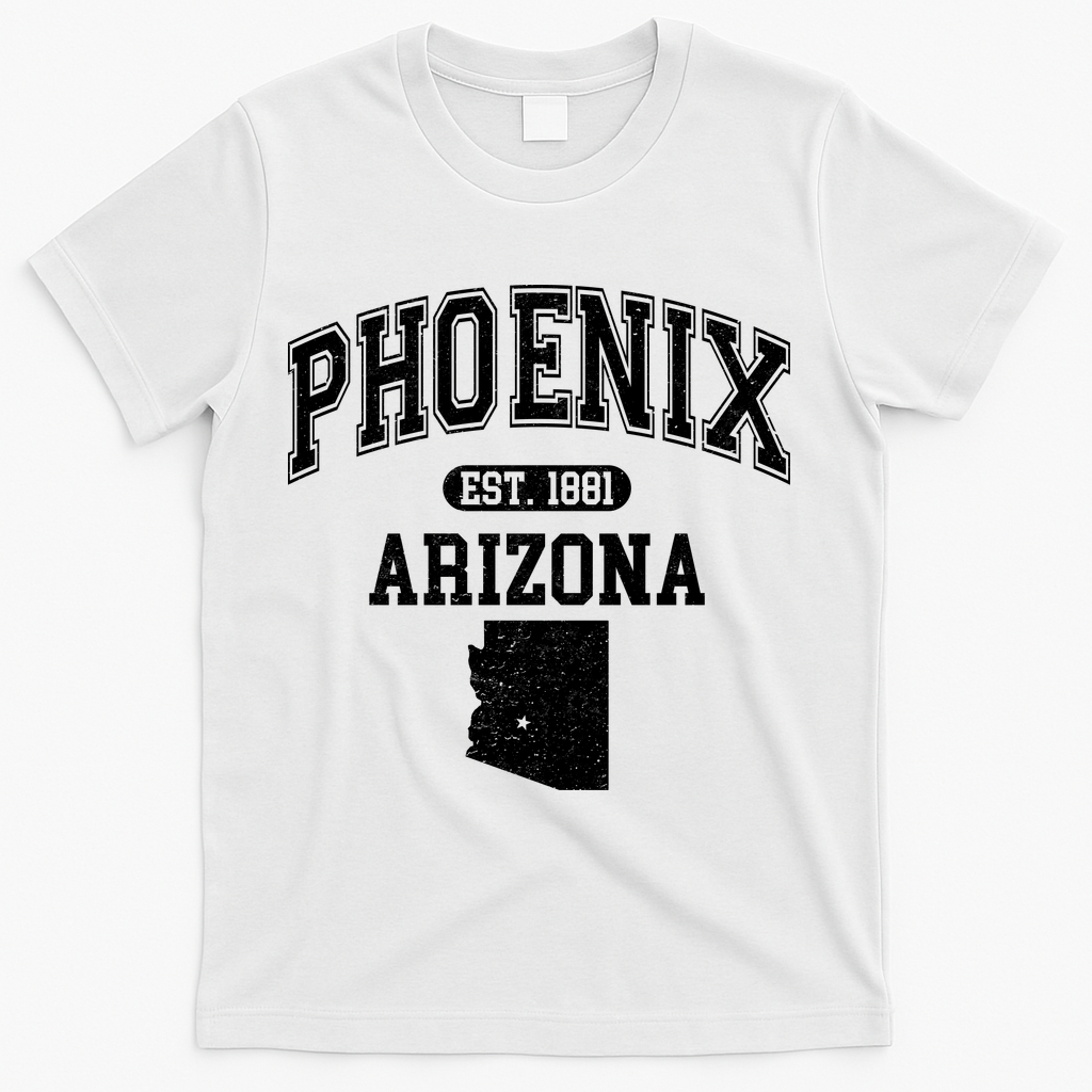 Phoenix Arizona Est 1881 Varsity T-Shirt - White