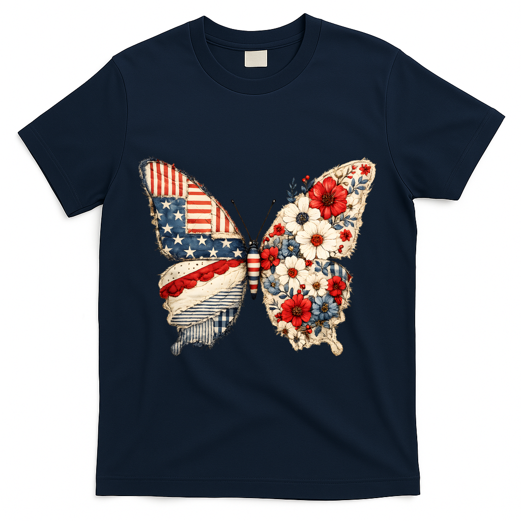 Patriotic Butterfly T-Shirt - Navy