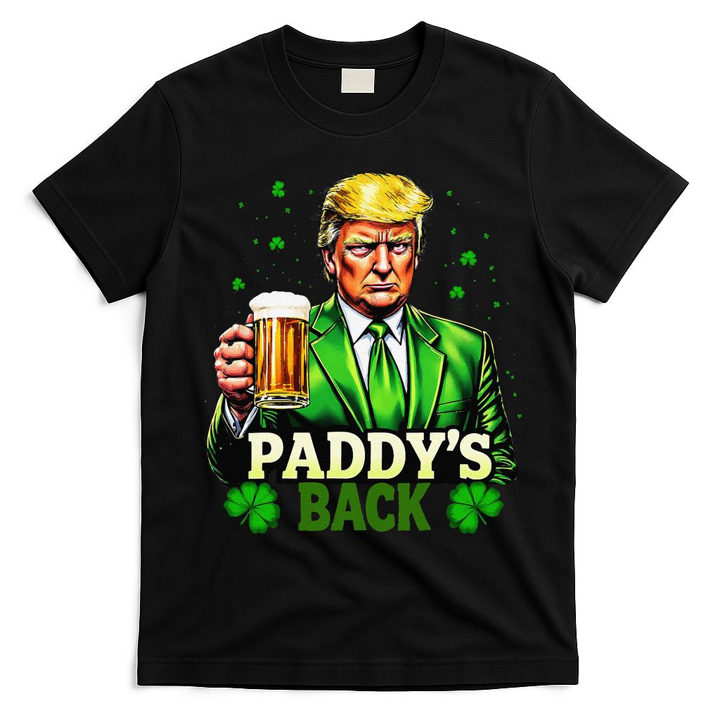 PaddyS Back Trump Beer Shamrock St PatrickS Day Trump T-Shirt - Black