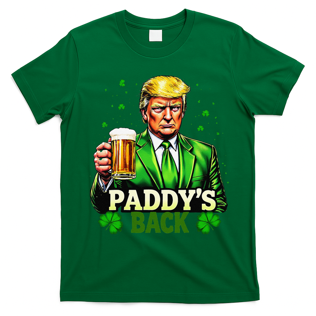 PaddyS Back Trump Beer Shamrock St PatrickS Day Trump T-Shirt - Irish Green