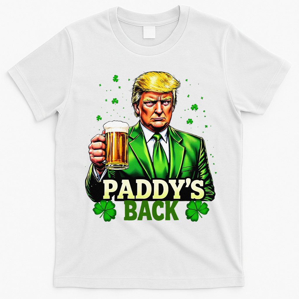PaddyS Back Trump Beer Shamrock St PatrickS Day Trump T-Shirt - White