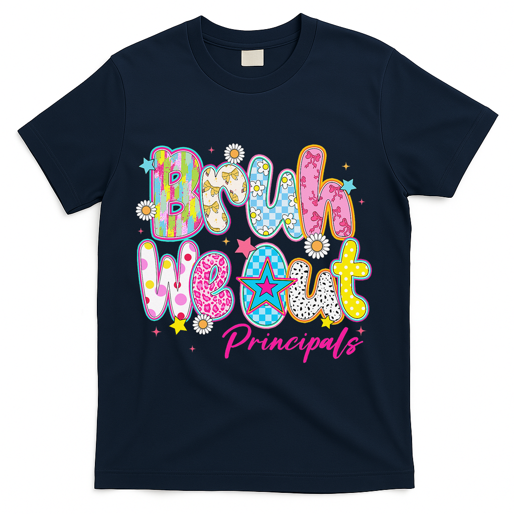 Preppy Bruh We Out Principals Last Day Of School Summer T-Shirt - Navy