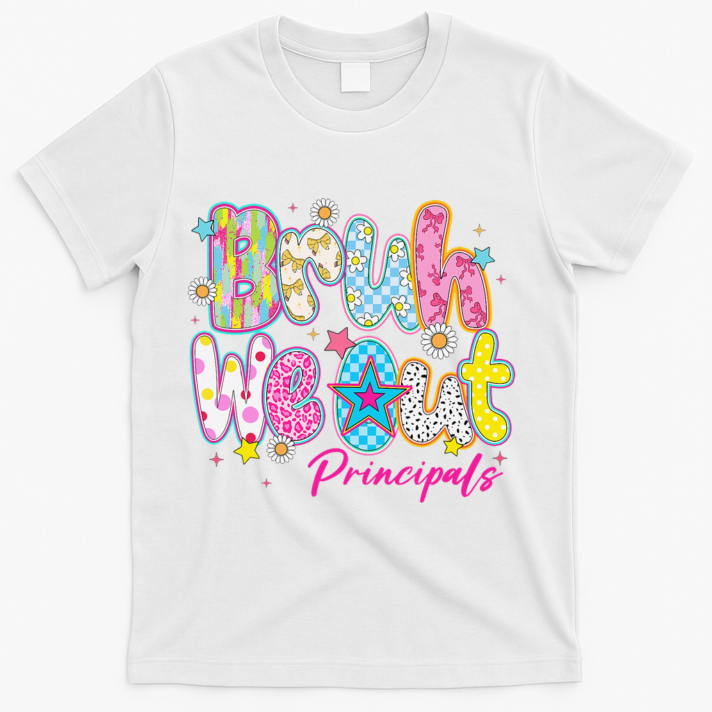 Preppy Bruh We Out Principals Last Day Of School Summer T-Shirt - White