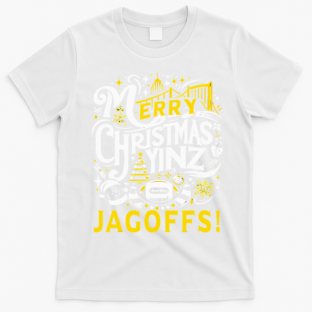 Pittsburgh Christmas Funny Yinz Jagoff Ugly T-Shirt - White
