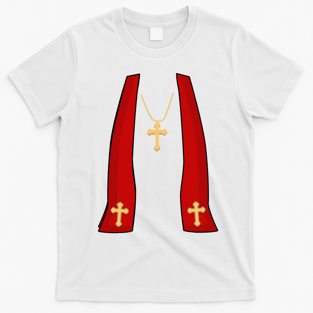 Pope Costume Halloween Costume Minister Priest T-Shirt - White