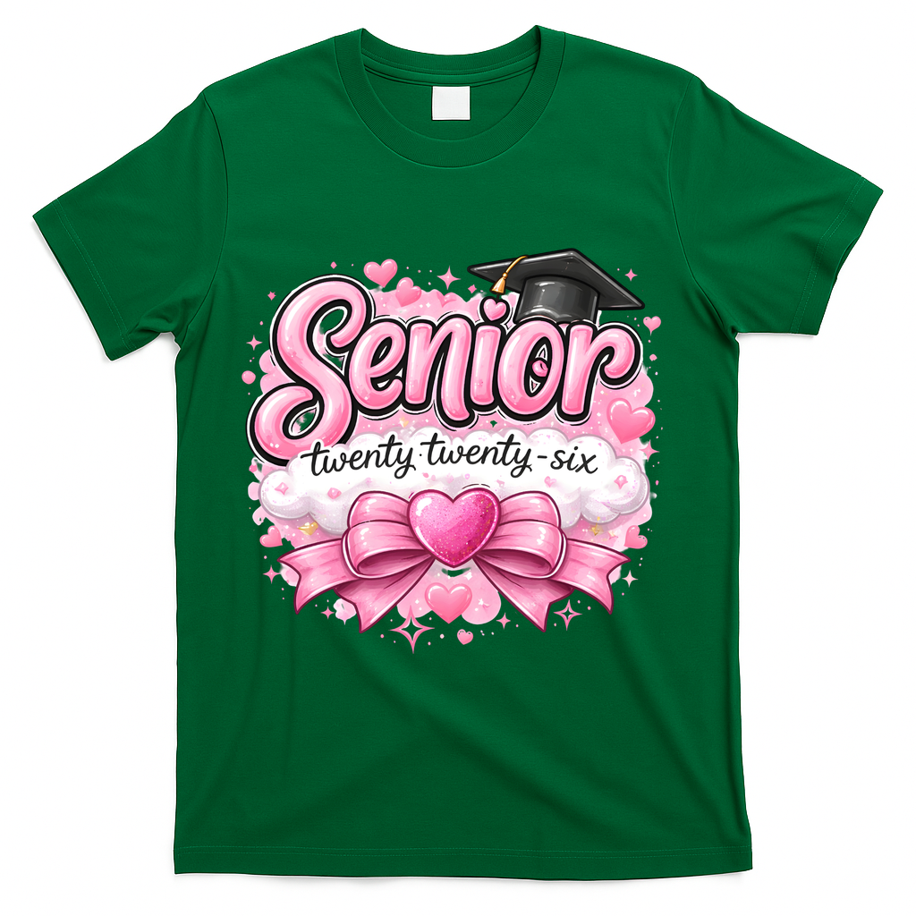 Pink Class Of 2026 Senior Graduate T-Shirt - Green