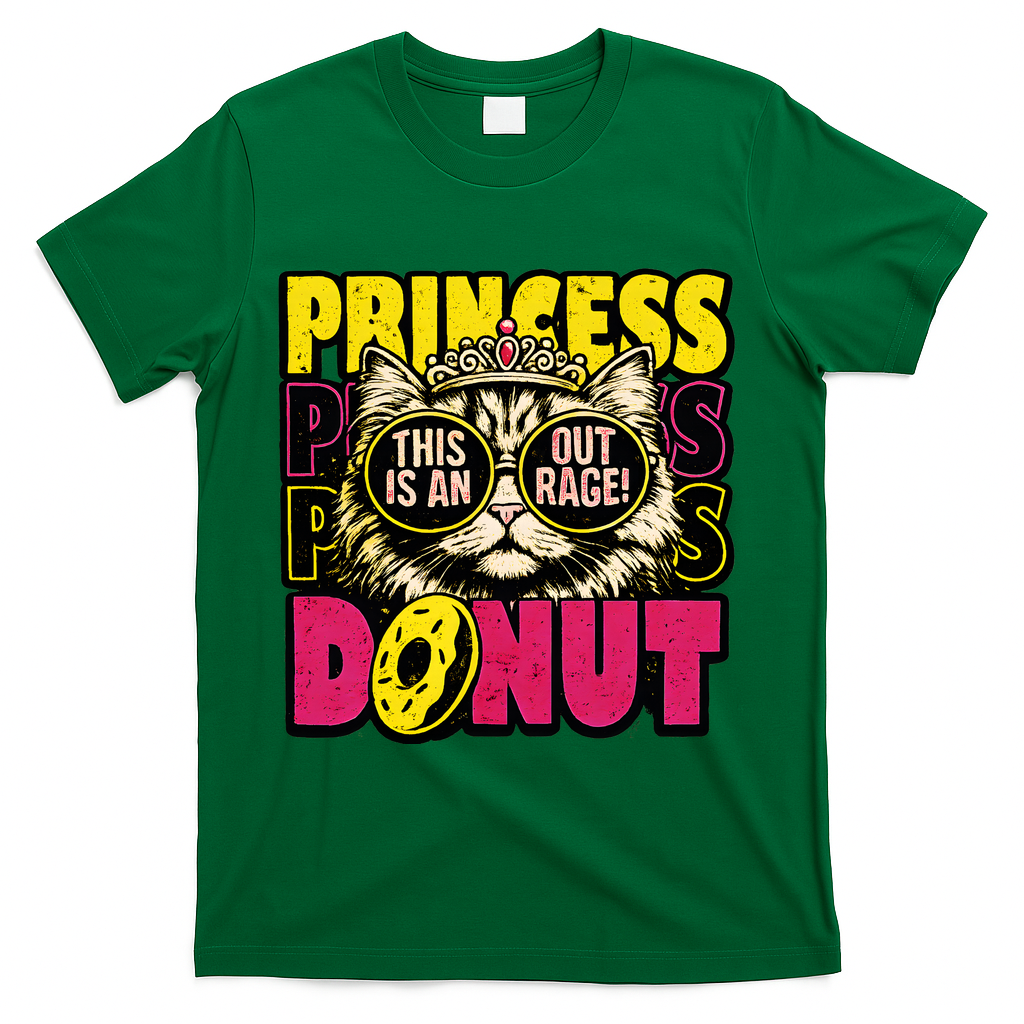 Princess Cat Outrage Goddammit Donut T-Shirt - Green