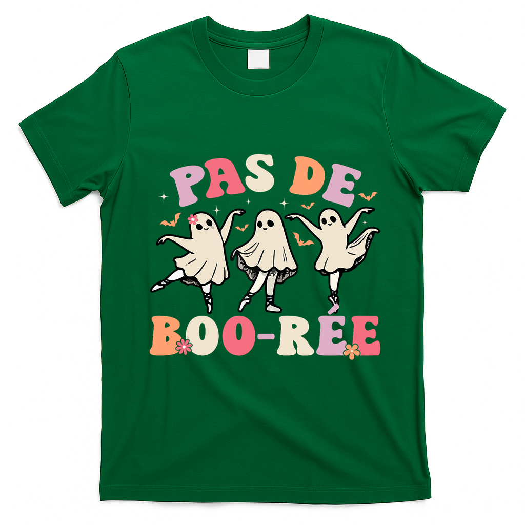 Pas De Boo RéE Ghost Ballet Dancer Halloween Dance Teacher T-Shirt - Irish Green