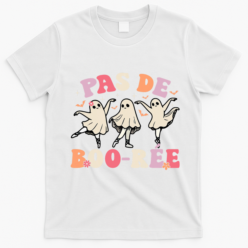 Pas De Boo RéE Ghost Ballet Dancer Halloween Dance Teacher T-Shirt - White