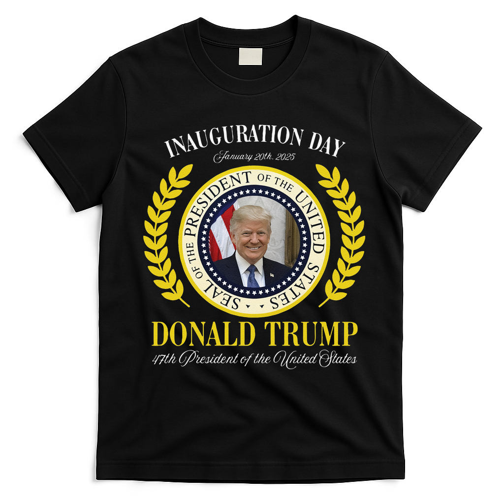 President Donald Trump Inauguration Day 2025 Memorabilia Gift T-Shirt - Black