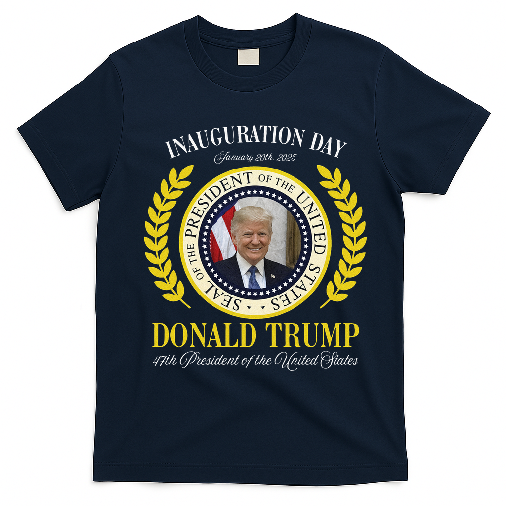 President Donald Trump Inauguration Day 2025 Memorabilia Gift T-Shirt - Navy Blue