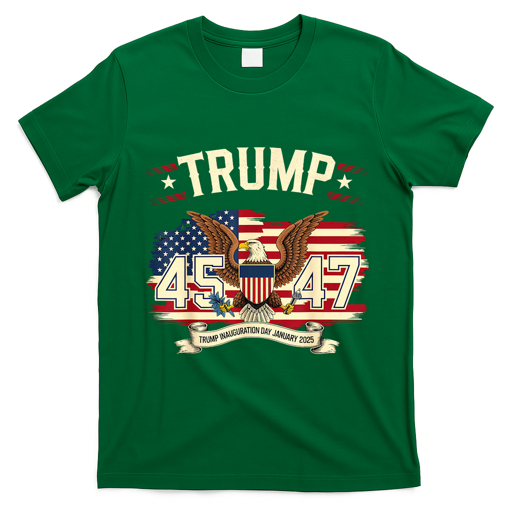 President Donald Trump Inauguration Day 2025 Memorabilia America Flag Design T-Shirt - Irish Green