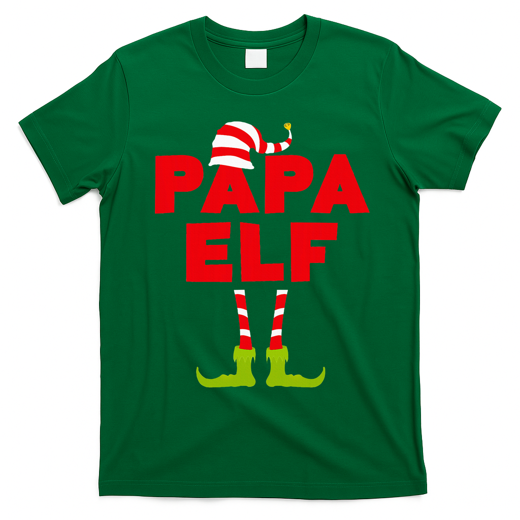 Papa Elf Matching Elf Papa Christmas T-Shirt - Irish Green