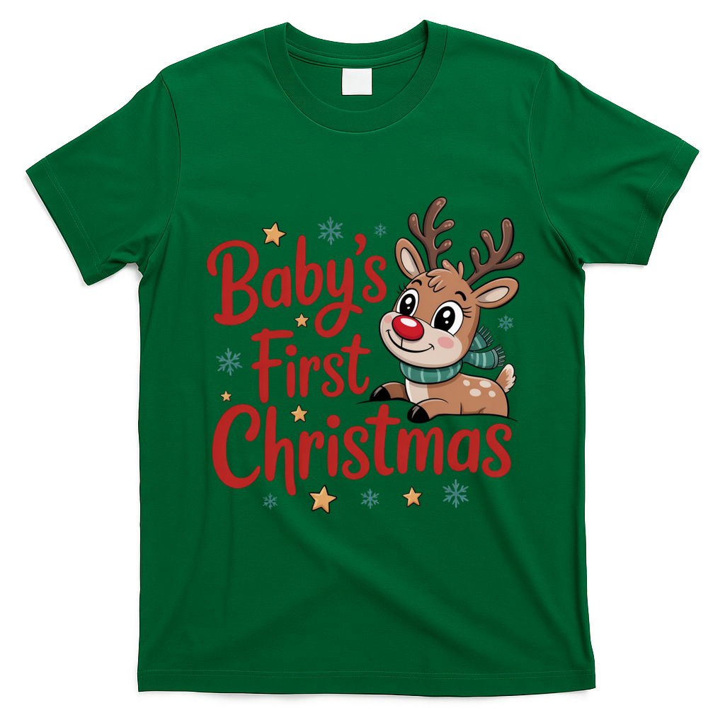 Personalized First Christmas Custom Name Text T-Shirt - Irish Green