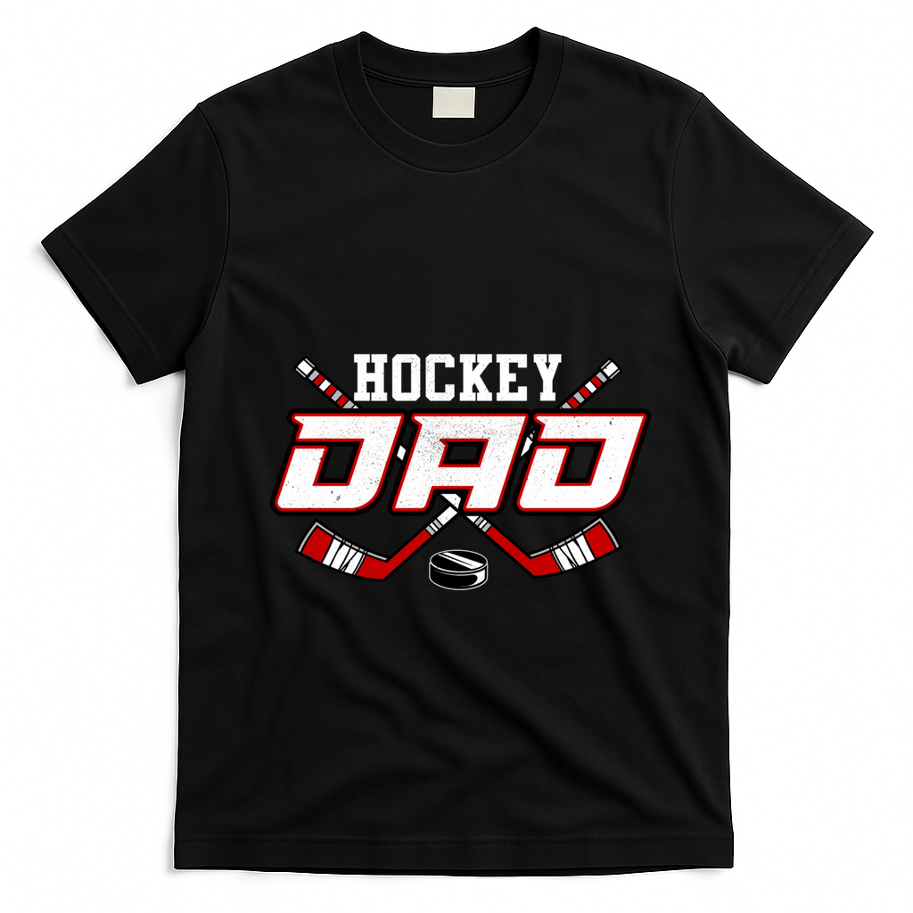 Papa FatherS Day Vintage Hockey Dad Gift T-Shirt - Black