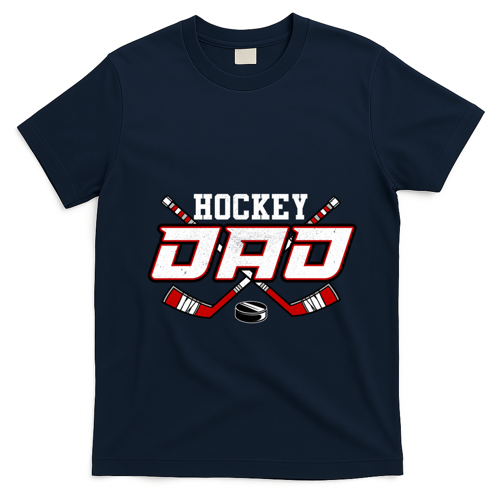 Papa FatherS Day Vintage Hockey Dad Gift T-Shirt - Navy Blue