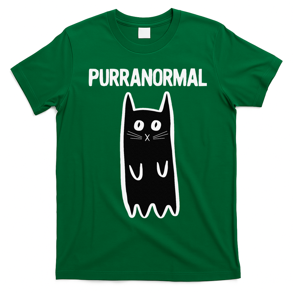 Purranormal Ghost Cat Paranormal Halloween Kitty Cat T-Shirt - Irish Green