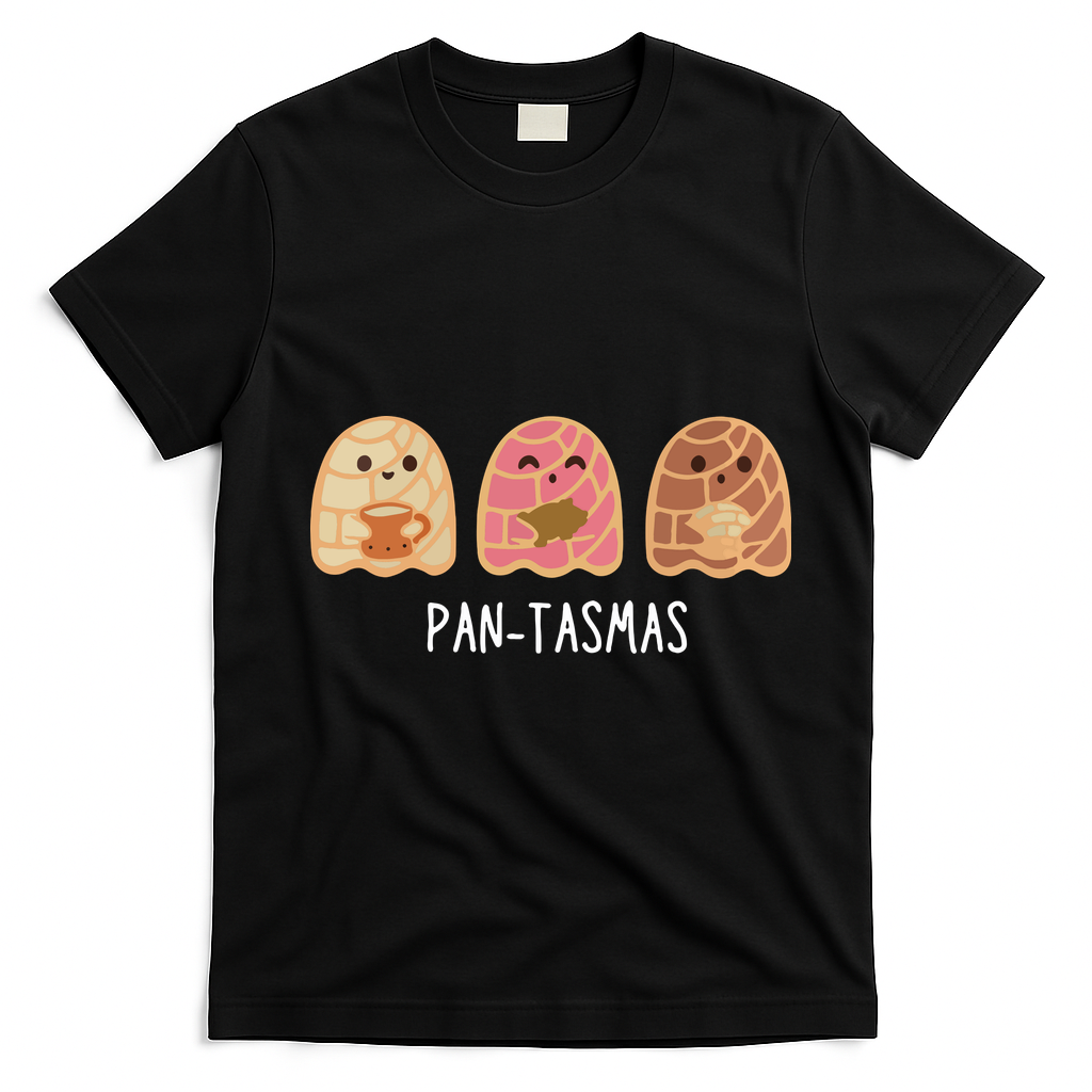 Pantasmas Ghost Funny Spooky Conchas Mexican Ghost T-Shirt - Black