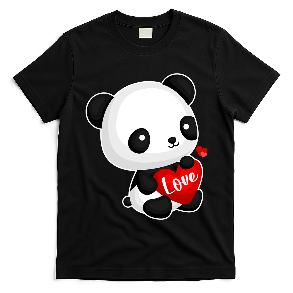 Cute Panda Holding A  Heart T-Shirt