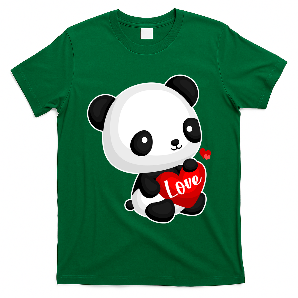 Cute Panda Holding A  Heart T-Shirt
