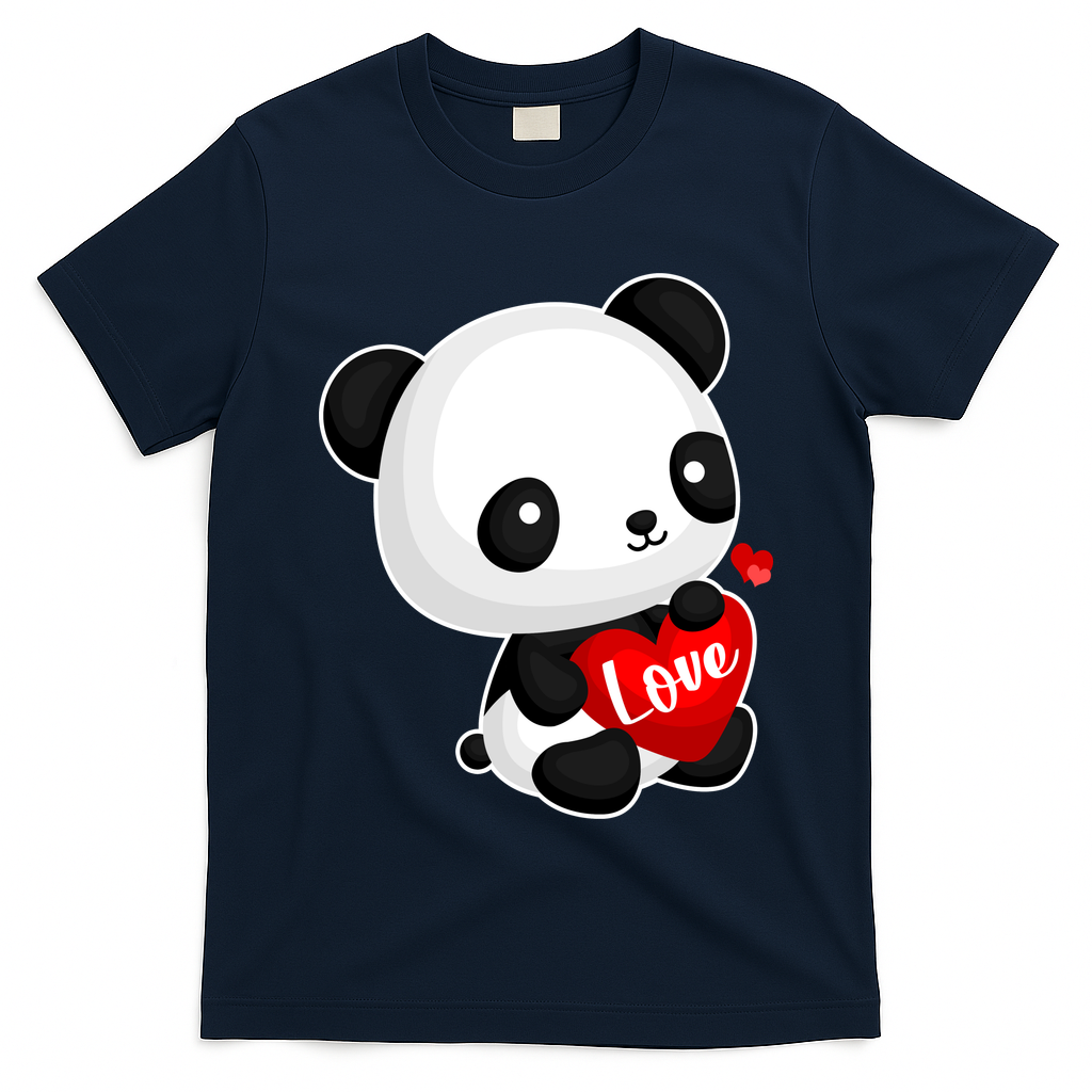Cute Panda Holding A  Heart T-Shirt