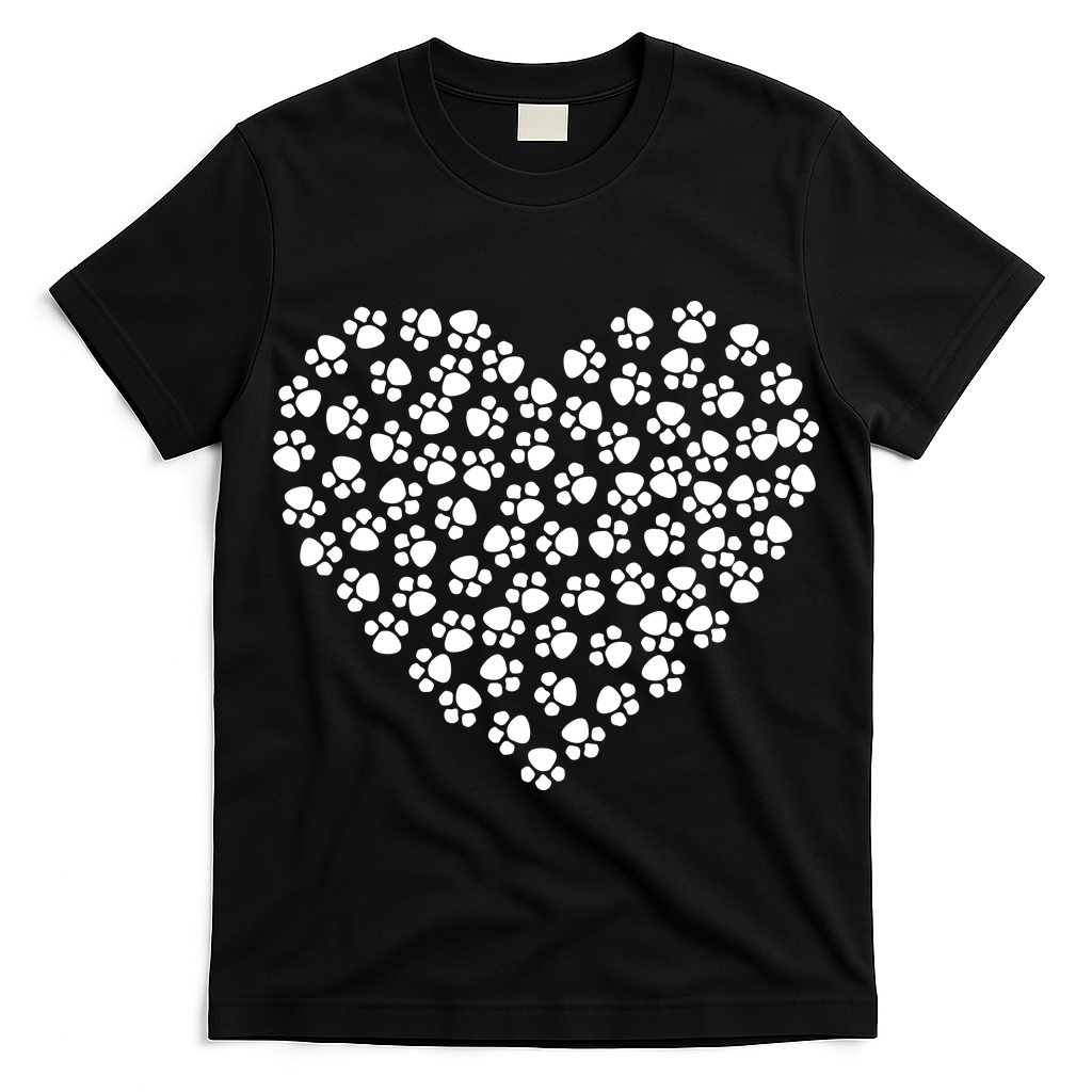 Pawprint Heart Dog Lover T-Shirt