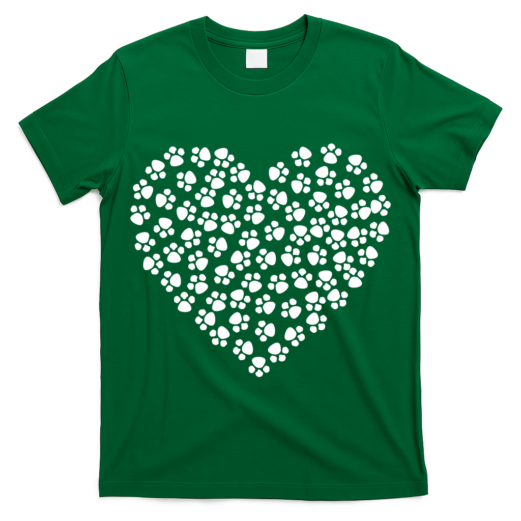 Pawprint Heart Dog Lover T-Shirt