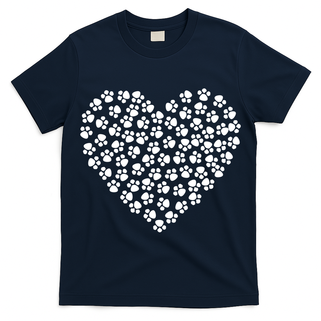 Pawprint Heart Dog Lover T-Shirt