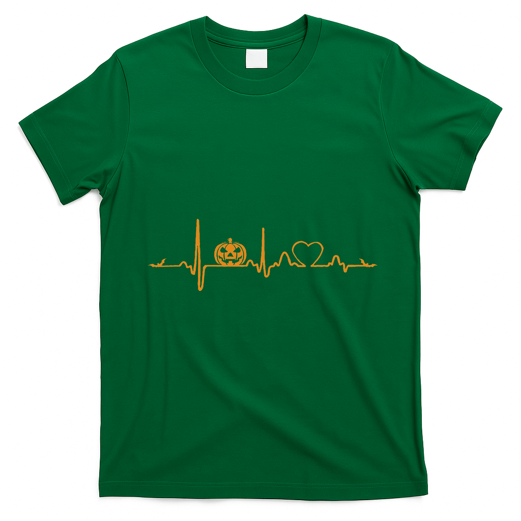 Pumpkin Heartbeat Halloween T-Shirt - Irish Green