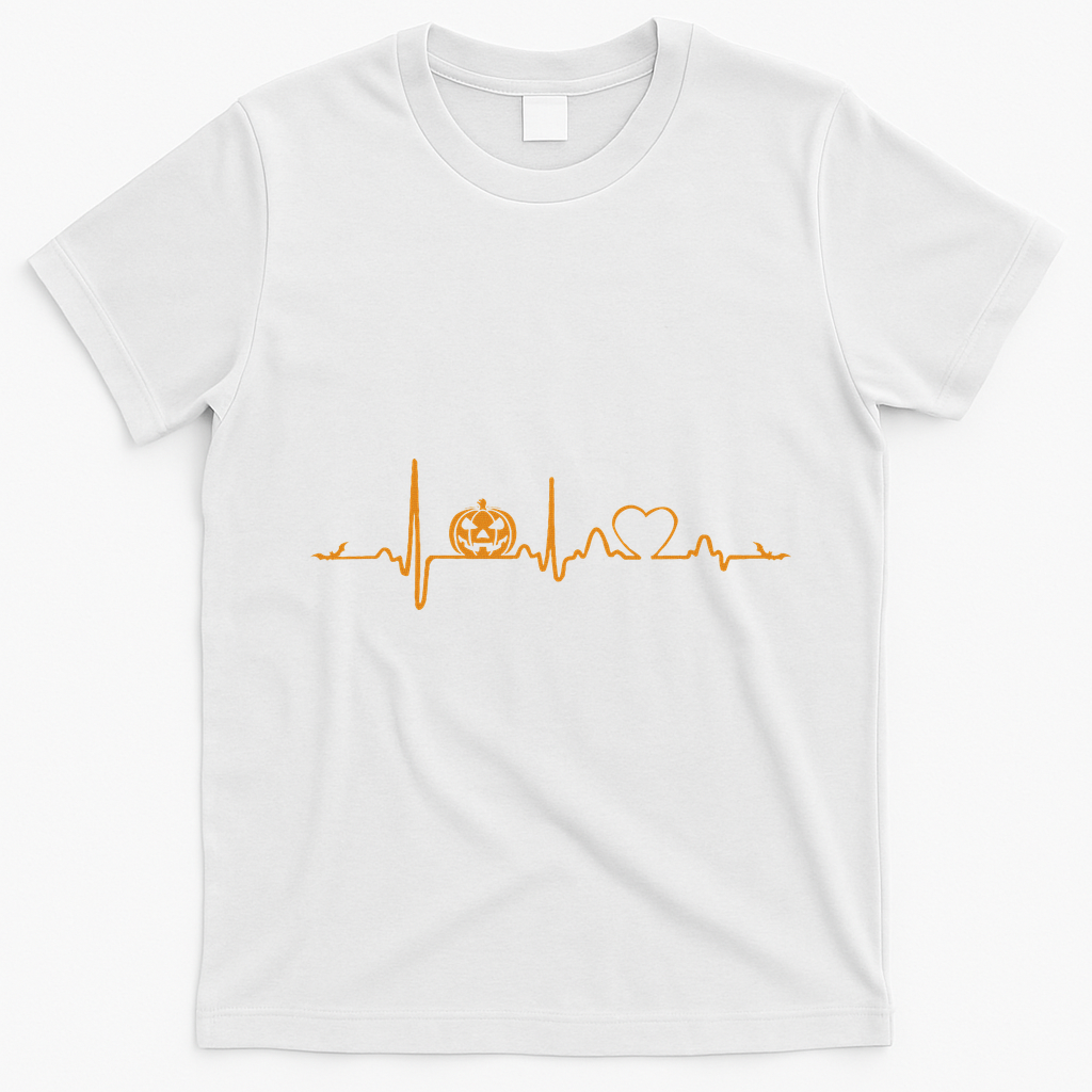 Pumpkin Heartbeat Halloween T-Shirt - White