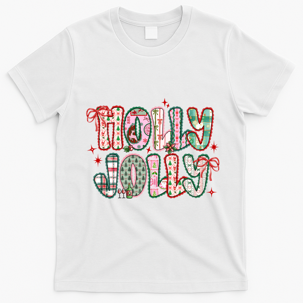 Preppy Holly Jolly Christmas Festive T-Shirt - White