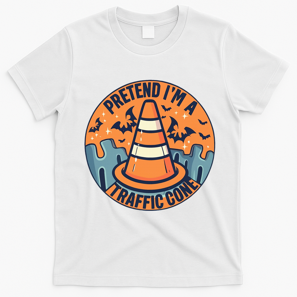 PRETEND IM A TRAFFIC CONE Halloween Costume T-Shirt - White