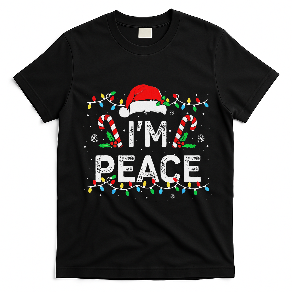Peace I Come In Peace Couple Matching Ugly Christmas Sweater T-Shirt - Black